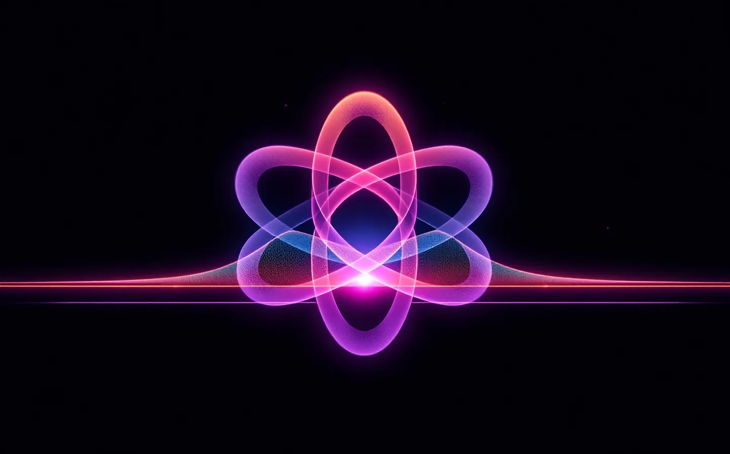A luminous emblem of a spectro-magenta cyclic heptapeptide ring feeding a central violet receptor node over a spectrum-gradient wavelength axis, on a deep violet ground